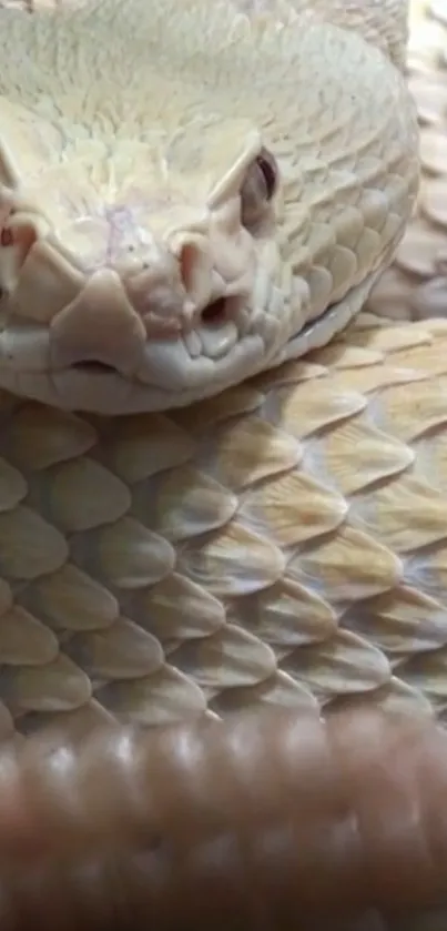 Close-up of a beige snake with detailed scales.