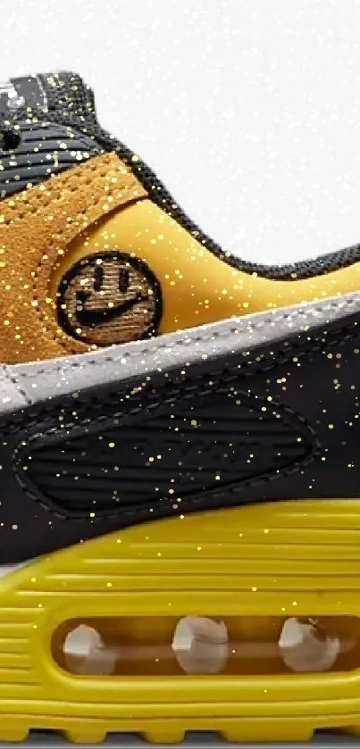 Yellow and black sneaker design wallpaper for mobile phones.