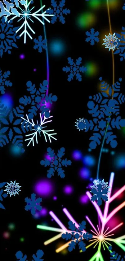 Colorful abstract snowflake wallpaper with vibrant design.