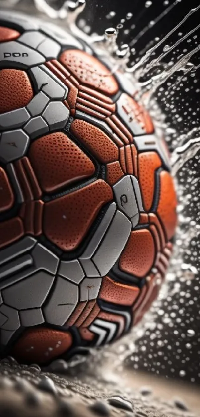Dynamic soccer ball splash with water effects.