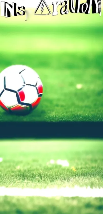 Soccer ball on a lush green field, background wallpaper.