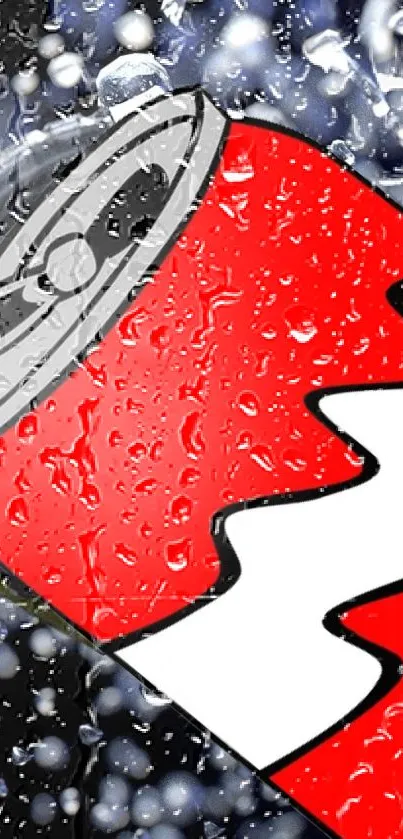 Vibrant red soda can with water droplets wallpaper.