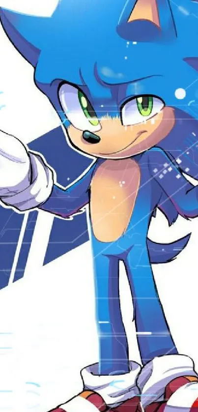 Vibrant Sonic character art with blue tones.