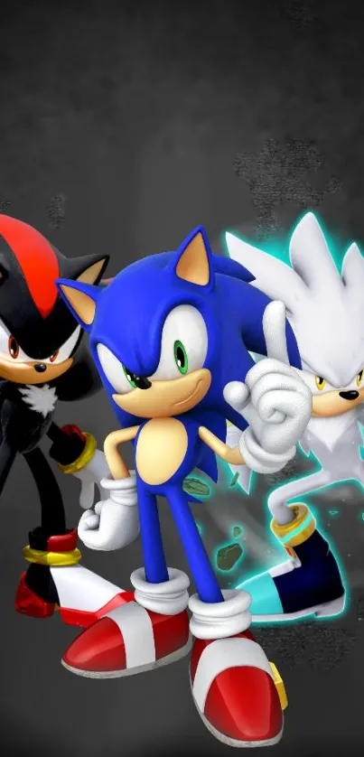 Sonic, Shadow, and Silver vibrant wallpaper with colorful design.