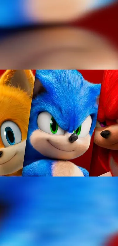 Sonic characters in vibrant colors on mobile wallpaper.