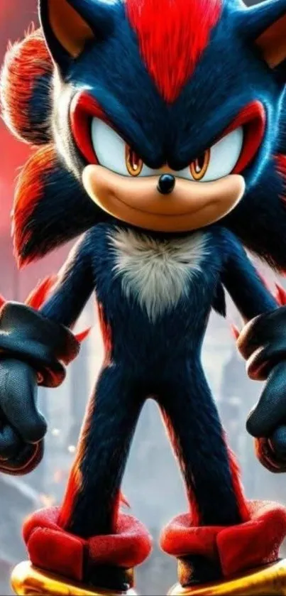 Sonic inspired character in a vibrant fiery setting.