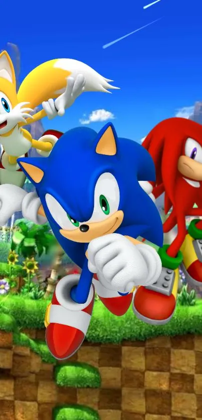 Sonic and friends vibrant mobile wallpaper.