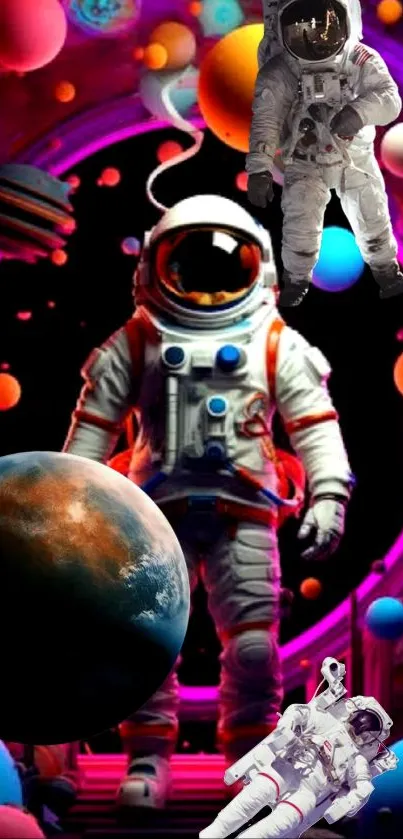 Colorful astronaut space art wallpaper