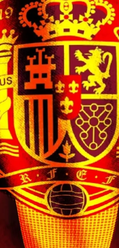 Spanish crest in red and yellow hues for mobile wallpaper.