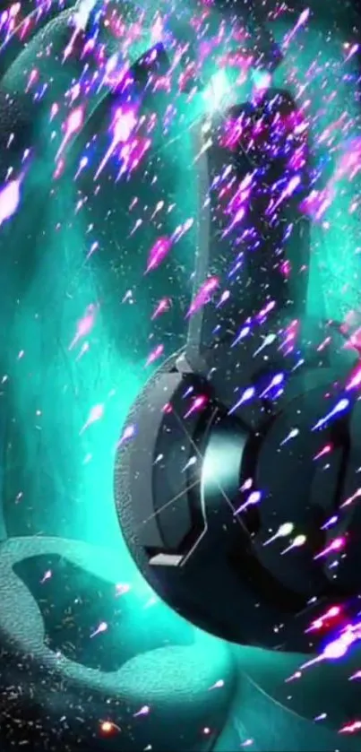 Vibrant headphones with spark effects wallpaper
