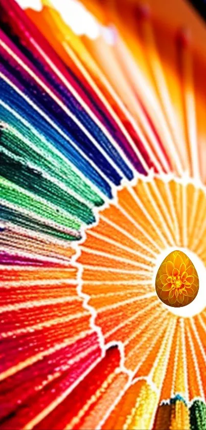 Vibrant circular spectrum of colors on a mobile wallpaper.