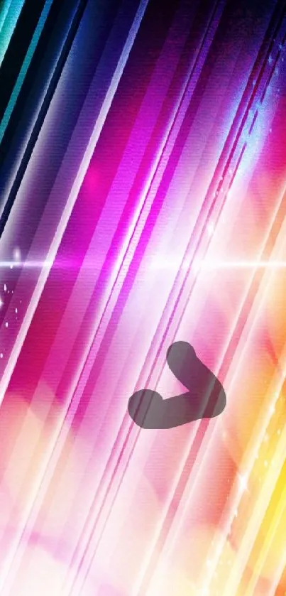 Vibrant phone wallpaper with colorful light beams and abstract design.