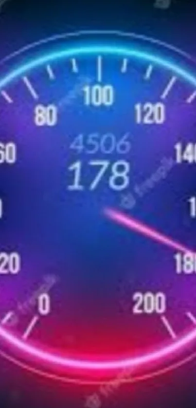 Vibrant neon speedometer wallpaper for mobile.