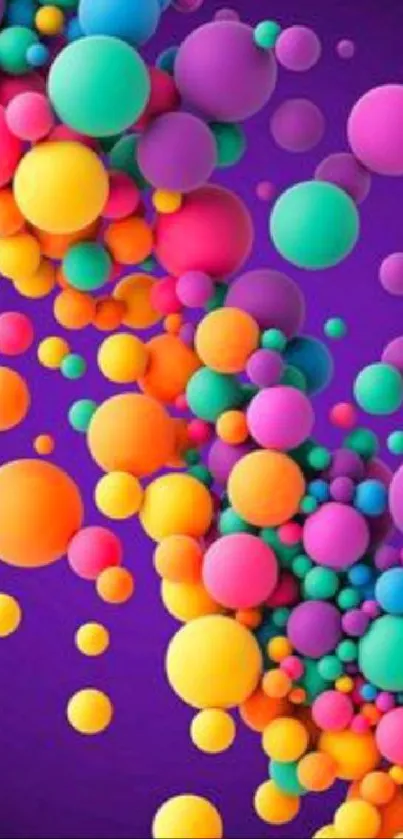 Vibrant colorful spheres against a deep purple background.