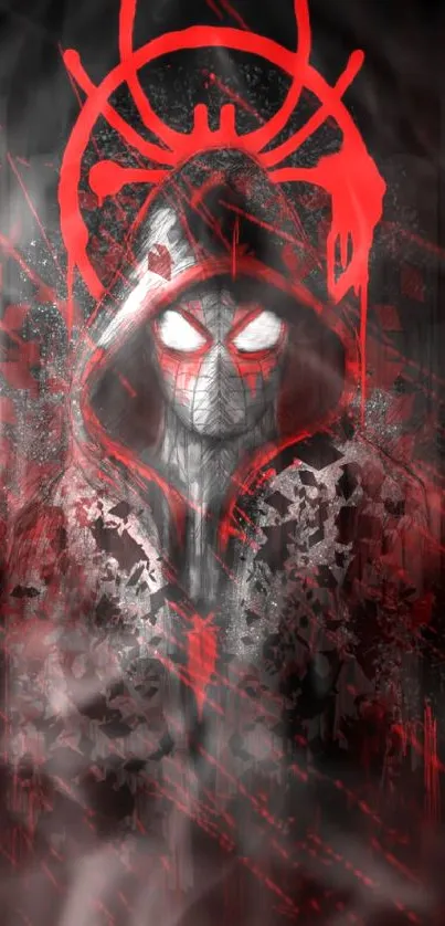 Dynamic spider hero artwork in red hues.