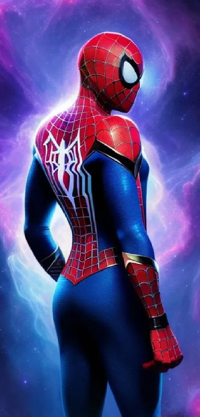 Vibrant Spider Hero wallpaper with cosmic backdrop and colorful suit.