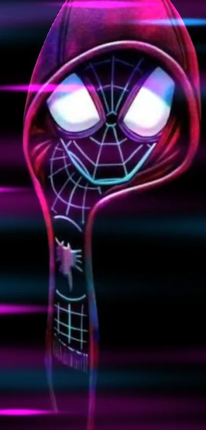 Spider hero in neon pink and black design, mobile wallpaper.