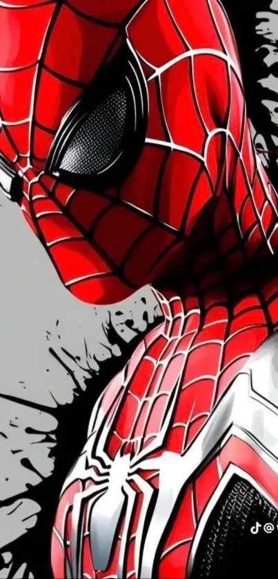 Vibrant Spider-Man art on a graphic background.