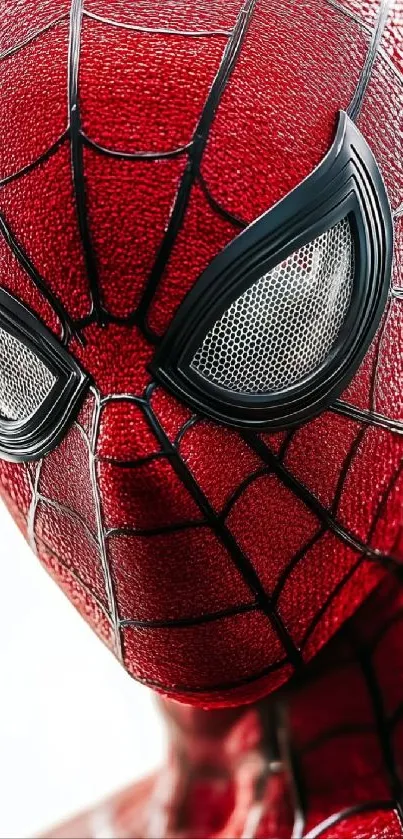 Close-up of Spider-Man in red suit.
