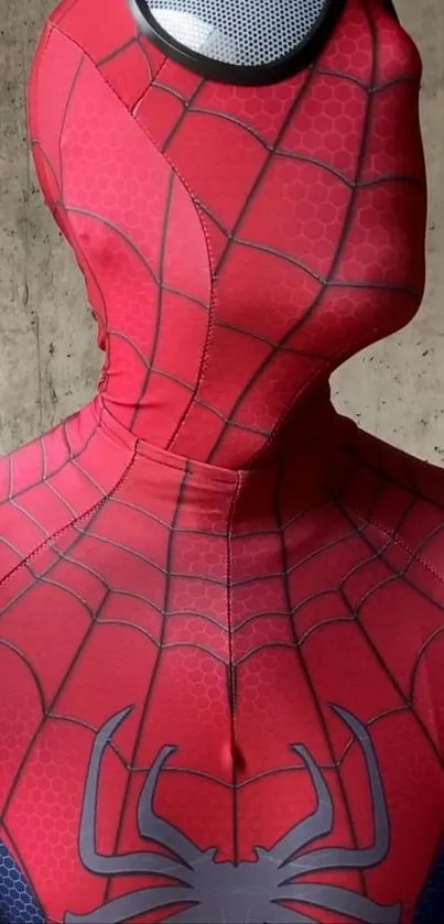 Close-up of Spider-Man suit against a textured background.