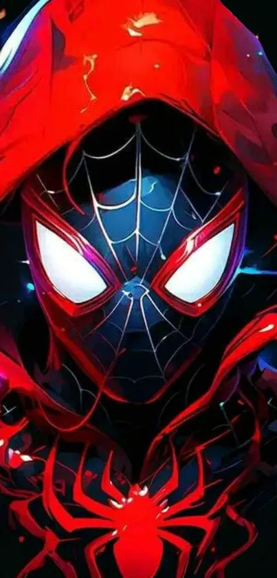 Dynamic red and black spider-themed mobile wallpaper.