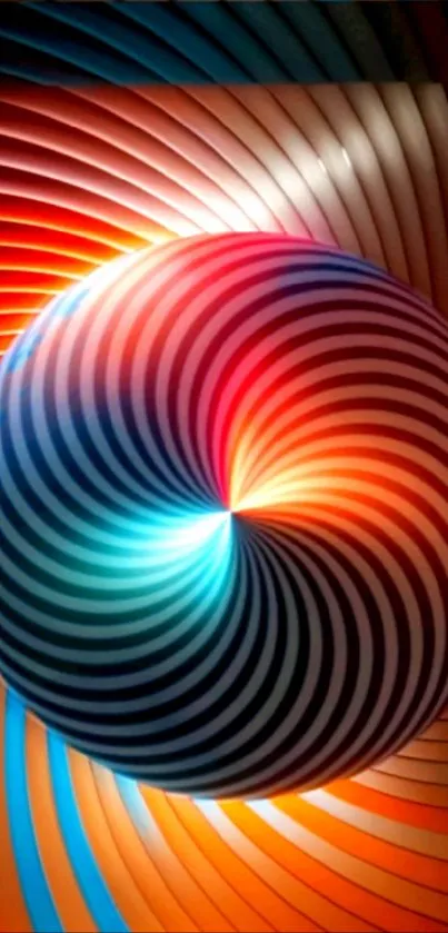 Vibrant spiral abstract wallpaper with bold colors and dynamic shapes.