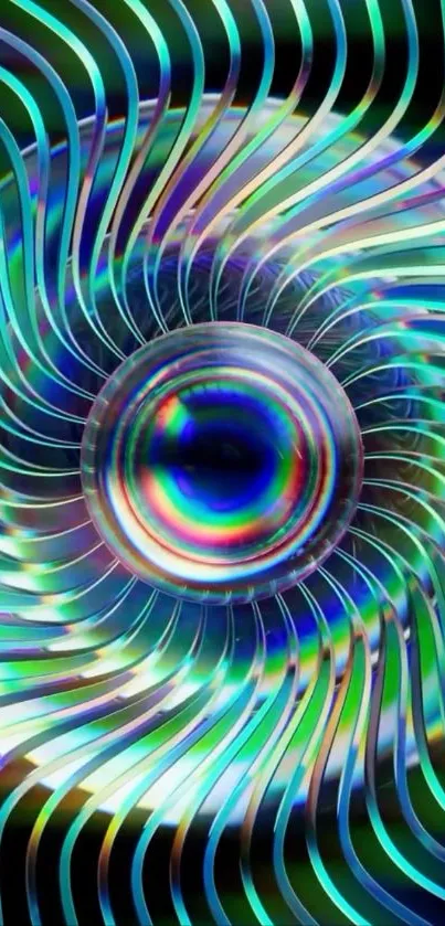 Vibrant spiral abstract art with luminous colors.