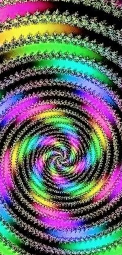 Colorful psychedelic spiral art wallpaper for mobile.