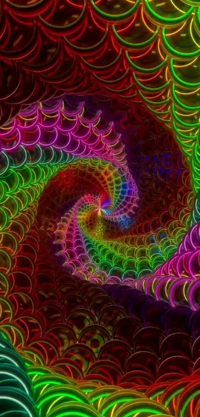 Vibrant spiral of neon colors wallpaper for mobile.