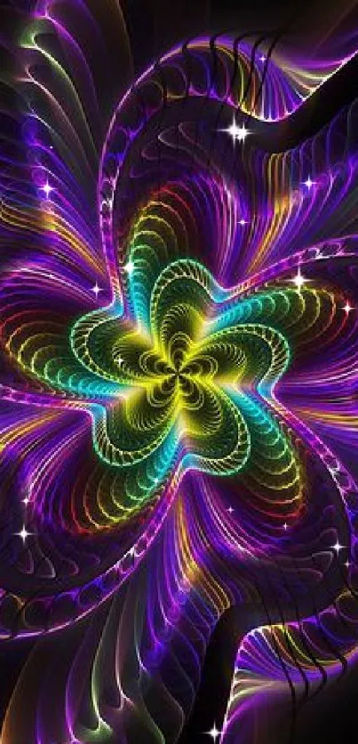 Vibrant fractal spiral artwork with colorful abstract patterns.