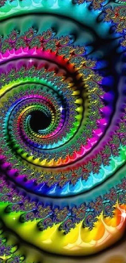 Colorful spiral fractal wallpaper with vibrant patterns.