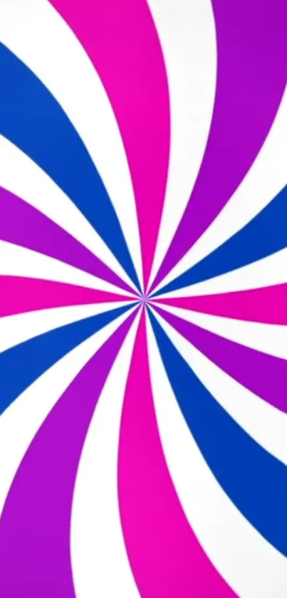 Vibrant pink, blue, and white spiral wallpaper design.
