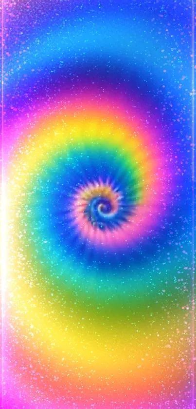 Vibrant rainbow spiral mobile wallpaper.