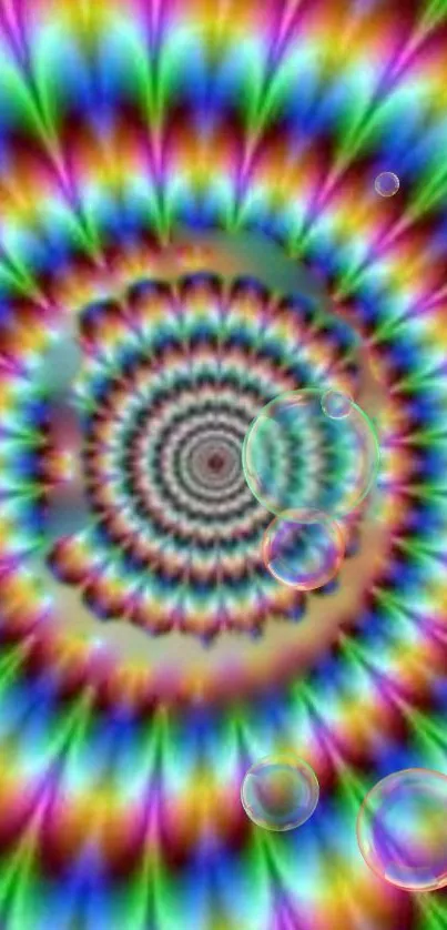 Hypnotic spiral rainbow wallpaper with vibrant colors.