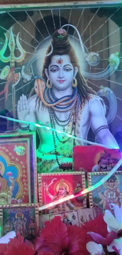 Colorful spiritual deity with vibrant illumination.