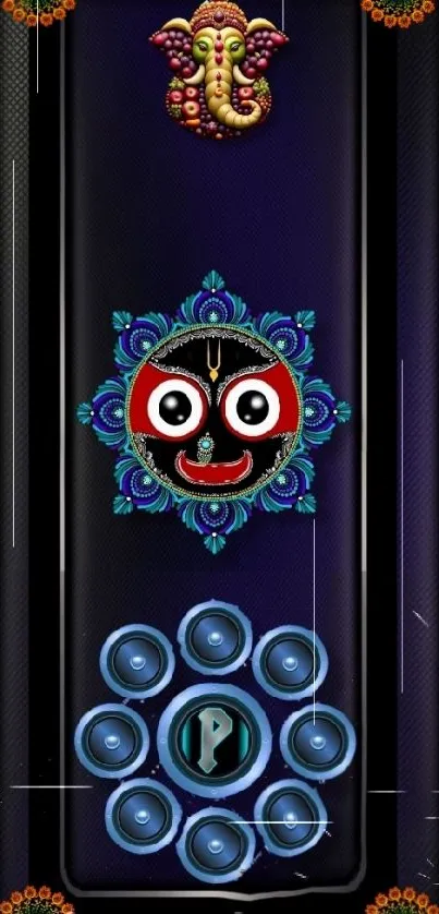 Colorful spiritual phone wallpaper with cultural symbols and intricate designs.