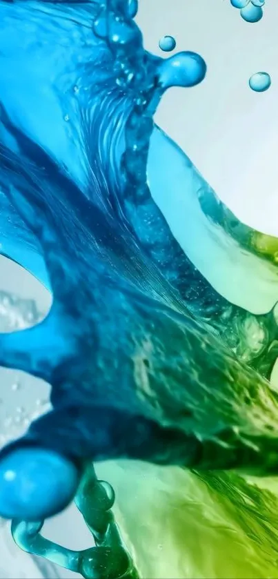 Colorful abstract splash art wallpaper with blue and green hues.