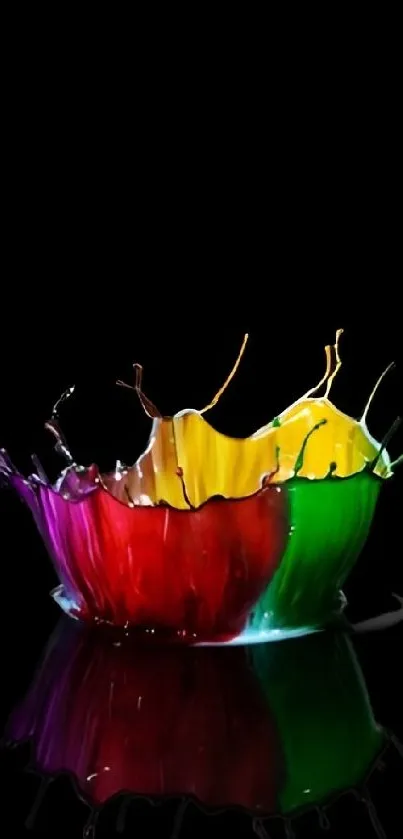 Vibrant splash of colors on a black background wallpaper