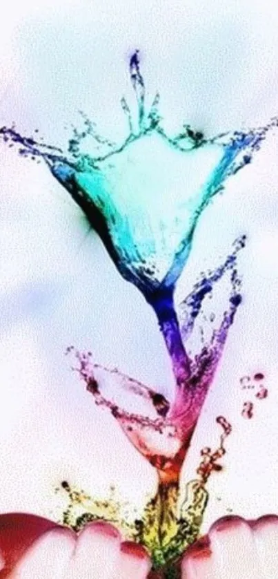 Colorful splash of liquid creating vibrant abstract art on a mobile wallpaper.