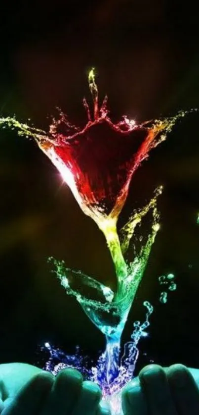 Vibrant splash flower design with colorful water effect.