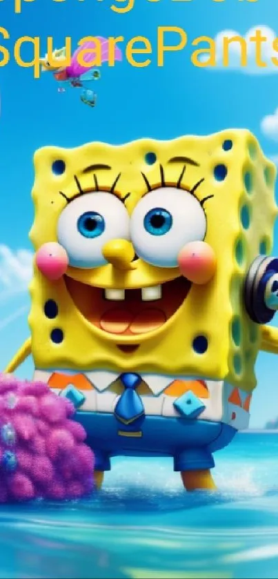 Vibrant SpongeBob SquarePants enjoying an underwater adventure scene.