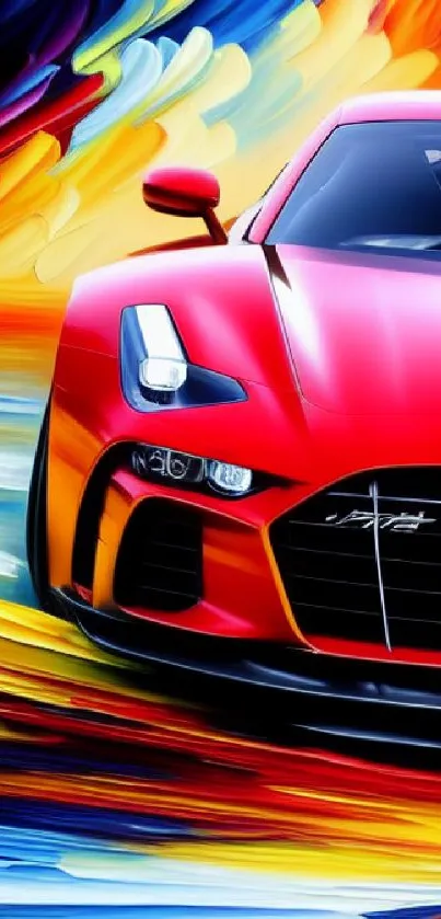 Vibrant sports car artwork with dynamic colors.