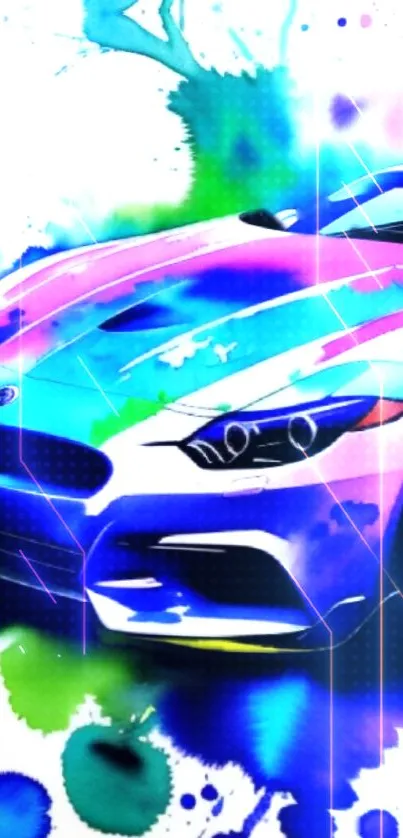 Vibrant abstract car wallpaper with blue hues.