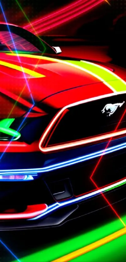 Vibrant neon sports car wallpaper for mobile.