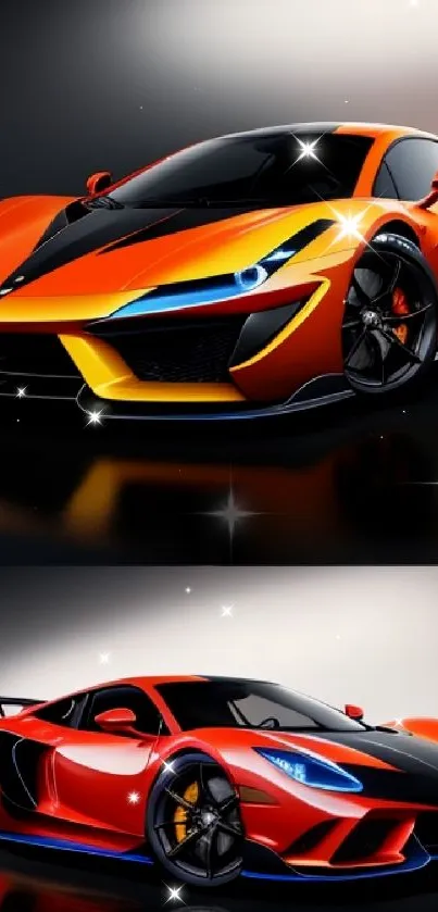 Vibrant orange sports car wallpaper with sleek design.