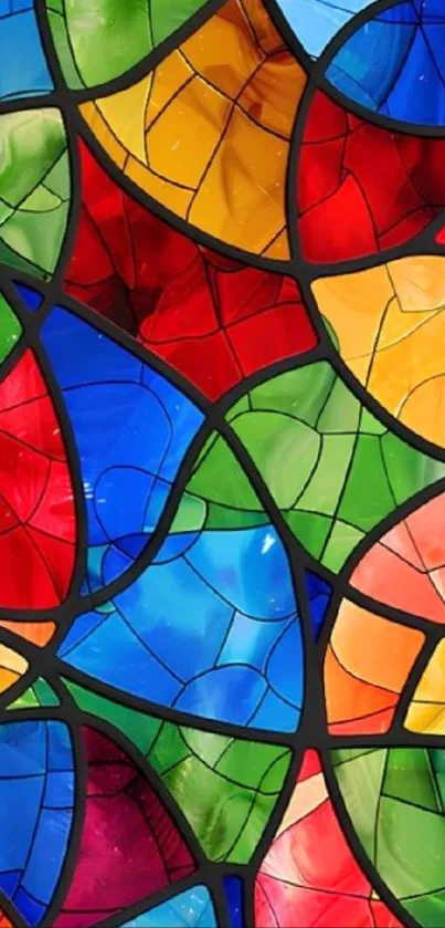 Colorful stained glass pattern wallpaper