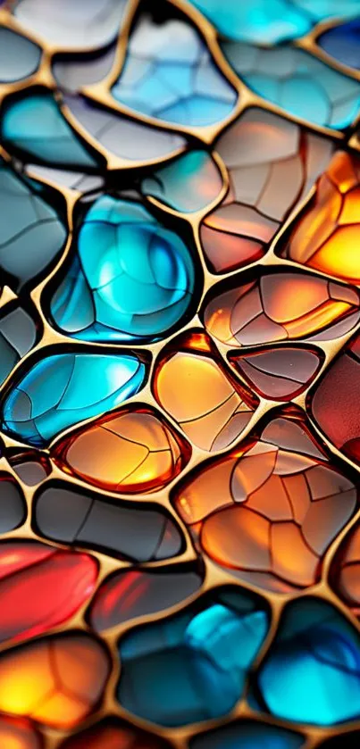 Vibrant stained glass art with colorful abstract patterns.
