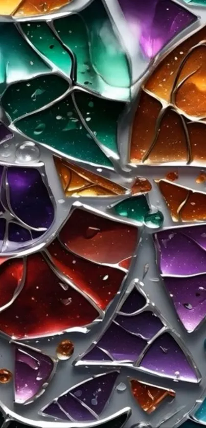 Colorful stained glass pattern wallpaper.