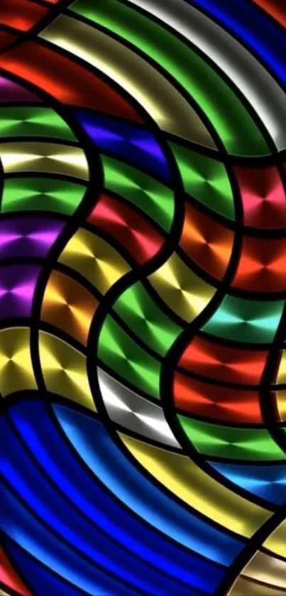Vibrant stained glass pattern wallpaper with rich colors.