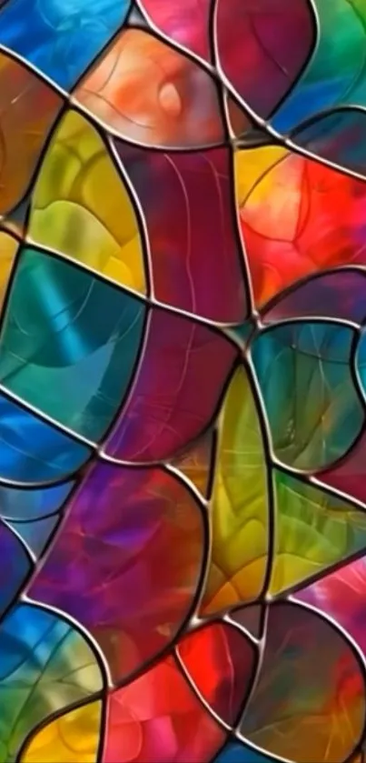 Colorful abstract stained glass art wallpaper.